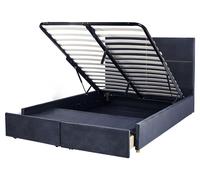 Letto con rete in velluto nero e dorato 160 x 200 cm contenitore Vernoyes
