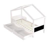 Letto con telaio in legno con profilo aperto per la decorazione, sistema di organizzazione salvaspazio grazie a due cassetti integrati, qualità del materiale testato con finitura superficiale