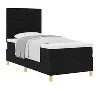 Letto con testiera regolabile a molle insacchettate design moderno 100x200 | Letto a molle con materasso incluso Nero 100x200 cm Tessuto traspirante testiera regolabile struttura in legno massello piu