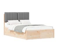 Letto con Testiera Rivestita Grigio chiaro 120 x 200 cm Upholstered Bed Frame with Solid Pine Wood Easy Assembly No Box Spring Needed for Small Double Bedroom Guest Room Modern Minimalist