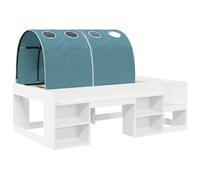 Letto con Tunnel 3 pcs Bianco e Azzurro Legno Ingegnerizzato a Castello con Scala Incorporata Design Salvaspazio per Cameretta Camera da Letto Piccola Struttura Robusta con Funzionali 100x200 cm
