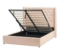 Letto contenitore velluto beige e argento 140 x 200 cm Lubbon