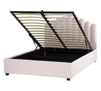 Letto contenitore velluto rosa 140 x 200 cm testata alta a conchiglia Vincennes