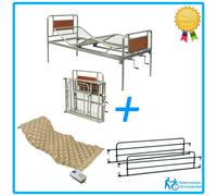 LETTO DA DEGENZA A 2 MOVIMENTI SPONDE RIBALTABILI E MATERASSO ARIA ANTIDECUBITO