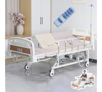 Letto da ospedale elettrico completo con inclinazione laterale automatica, funzione anti-decubito, include materasso, palo IV, binari di sicurezza, tavolo da pranzo, supporta fino a 240,4 kg