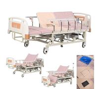 Letto da ospedale elettrico con inclinazione laterale automatica e funzione antidecubito, include materasso, padella, binari, ruote di bloccaggio e telecomando, supporta fino a 240 kg