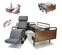 Letto da ospedale elettrico con sedia a rotelle, schienale e gambe regolabili, include spugna spessa 8 cm e materasso in lattice, freno one-touch, funzionamento a pulsante e telecomando wireless