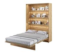 Letto da parete verticale: letto a scomparsa salvaspazio con funzionalità pieghevole Design compatto e multifunzionale con comodi ripiani, elegante ed efficiente, 140 x 200 cm, soluzione per letto
