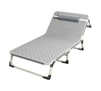 letto di campeggio pieghevole, Letto da campeggio a 4 posizioni con materasso e cuscino, reclinabile pieghevole for adulti, grigio 190x75 cm
