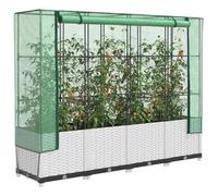 Letto di Coltivazione Rialzato con Serra, Ampio Spazio per Orto Giardino e Struttura di Supporto Robusta Bianco, 160 x 40 x 38 cm