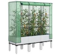 Letto di Coltivazione Rialzato con Serra, Ampio Spazio per Orto Giardino e Struttura di Supporto Robusta Bianco, 120 x 40 x 44 cm