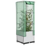 Letto di Coltivazione Rialzato con Serra, Ampio Spazio per Orto Giardino e Struttura di Supporto Robusta Bianco, 40 x 40 x 38 cm