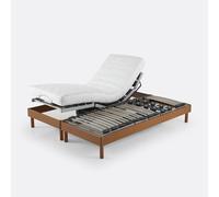 Letto elettrico con doghe e telaio effetto legno Marrone 2 x 70 x 190 cm