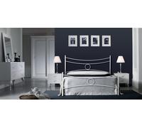 LETTO FERRO BATTUTO CONCA MATRIMON. BIANCO SAT.-AVORIO-ORO,VERDE-ORO NERO GRAF.