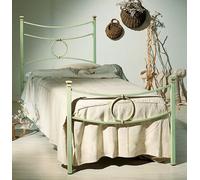 LETTO FERRO BATTUTO CONCA SINGOLO BIANCO SAT, AVORIO-ORO, VERDE-ORO,NERO.