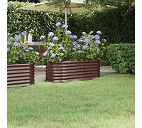 Letto Giardino in Acciaio Verniciato a Polvere 114x40x36cm, Fioriera Rialzata Resistente alle Intemperie per Piante, Fiori e Orto, Ideale per Balcone, Terrazzo o Giardino, Colore Marrone