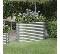 Letto Giardino in Acciaio Verniciato a Polvere 114x40x68cm Argento - Fioriera Rialzata per Piante, Fiori, Orto - Struttura Robusta, Resistente alle Intemperie, Design Moderno per Balcone e Patio