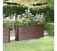 Letto Giardino in Acciaio Verniciato a Polvere 152x40x68cm Marrone, Fioriera Rialzata per Orto, Piante e Fiori, Struttura Robusta e Resistente alle Intemperie, Ideale per Balcone, Terrazzo o Giardino