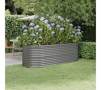 Letto Giardino in Acciaio Verniciato a Polvere 224x80x68 cm Grigio - Fioriera Rialzata per Orto, Balcone e Patio - Resistente alle Intemperie, Struttura Robusta Ampio Spazio per Piante e Fiori