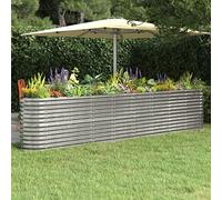 Letto Giardino in Acciaio Verniciato a Polvere 332x40x68cm Argento - Fioriera Rialzata per Piante, Fiori, Orto Struttura Robusta, Resistente alle Intemperie, Ampio Spazio - Giardino, Balcone, Patio
