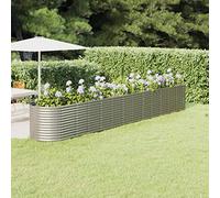 Letto Giardino in Acciaio Verniciato a Polvere 512x80x68cm Argento - Fioriera Rialzata per Piante, Fiori, Orto - Struttura Robusta, Resistente alle Intemperie, Ampio Spazio Giardino, Balcone, Patio