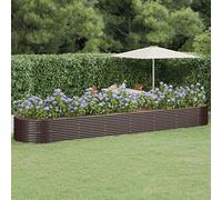 Letto Giardino in Acciaio Verniciato a Polvere 584x140x68 cm Marrone, Fioriera Rialzata Resistente per Piante, Fiori e Orto, Ideale per Giardino, Balcone Patio, Struttura Robusta e Antiruggine