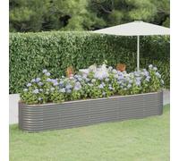 Letto Giardino in Acciaio Verniciato a Polvere Grigio 368x80x68 cm - Fioriera Rialzata per Piante, Fiori e Orto - Struttura Robusta, Resistente alle Intemperie, Ideale per Terrazzo e Giardino