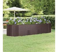 Letto Giardino in Acciaio Verniciato Polvere 322x100x68 cm Marrone - Fioriera Rialzata per Orto, Balcone e Patio - Struttura Robusta, Resistente alle Intemperie, Ampio Spazio per Piante e Fiori