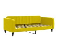 Letto giornaliero giallo, 90 x 200 cm, in velluto, moderno per soggiorno e zona ospite, rivestimento in velluto di alta qualità, comodo e salvaspazio, ideale per ospiti e piccoli spazi