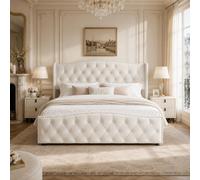 Letto imbottito, 140 x 190 cm, con contenitore, letto matrimoniale imbottito con testiera e doghe, in morbido tessuto di velluto, con spazio di archiviazione idraulico, senza materasso