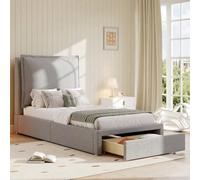 Letto imbottito 90 x 200 cm, in ciniglia, con ampio spazio, testiera imbottita e rete a doghe, letto funzionale come letto singolo e lettino per bambini