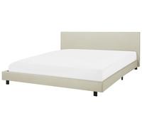 Letto Imbottito Beige Rete Doghe Testata Alta Gambe Metallo 180 x 200 cm Albi