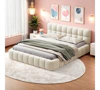 Letto imbottito Bubble, 140x200cm, letto matrimoniale con testiera imbottita e rete a doghe, letto per ragazzi, struttura letto piana per camere da letto, stanze, appartamenti, biancheria, senza
