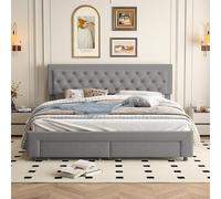 Letto imbottito con rete 180 x 200, letto matrimoniale con ripostiglio, letti matrimoniali imbottiti, letti con testiera, letti idraulici, letti per giovani, doppi letti matrimoniali rivestiti (grigio