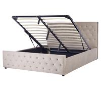 Letto imbottito in velluto tortora con contenitore 160 x 200 cm Amiens