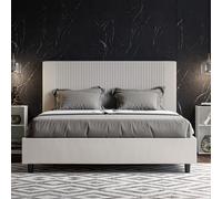 Letto imbottito matrimoniale GOYA 160x190 con o senza contenitore Bianco