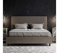 Letto imbottito matrimoniale GOYA 160x200 con o senza contenitore Cappuccino