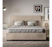 Letto imbottito matrimoniale MIKA 160x210 con o senza contenitore Tortora