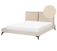 Letto imbottito moderno in bou eige 160 x 200 cm con rete a doghe Melle