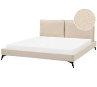 Letto imbottito moderno in bou eige 180 x 200 cm con rete a doghe Melle