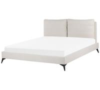 Beliani Letto Imbottito Moderno in Velluto Beige 180 x 200 cm con Rete a doghe