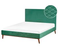 Letto Imbottito Verde Scuro Testiera Imbottita a Doghe 160 x 200 cm Bayonne