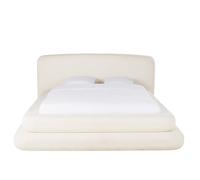 Letto in bou i poliestere riciclato écru 160x200 con rete a doghe