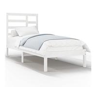 Letto in legno massello, bianco, 90 x 190 cm, letto naturale in legno massello, stabile e durevole, per camera da letto, facile da montare, design moderno