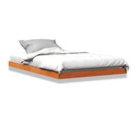 Letto in legno massello di pino 120 x 190 cm, colore marrone cera, design semplice per camera da letto, durevole e stabile, legno naturale, facile da montare