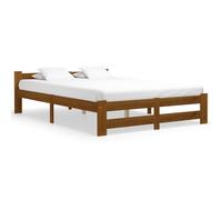 Letto in Legno Massello di Pino, Design Classico, Struttura Robusta con Doglie in Compensato, rete letto, letto matrimoniale, per Camera da Letto Principale e Ospiti, Marrone Miele, 160x200 cm
