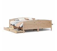 Letto in legno massiccio, 180 x 200 cm, in legno di pino, resistente e stabile, senza materasso, per camera da letto, aspetto naturale e facile da montare, ideale per coppie o camere degli ospiti