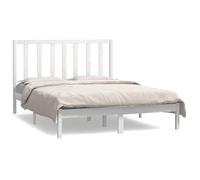Letto in legno massiccio senza materasso, 140 x 200 cm, in legno di pino bianco, per camera da letto, durevole e stabile, effetto legno naturale, facile da montare