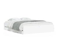 Letto in legno multistrato bianco con cassetti integrati design moderno | Giroletto con Cassetti Bianco 140x190 cm in Legno Multistrato con 6 Cassetti Contenitore e Doghe per Camera da Letto