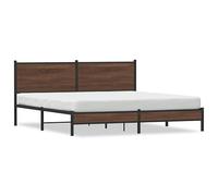 Letto in metallo 180 x 200 cm, effetto rovere marrone, robusto letto matrimoniale con testiera, camera da letto moderna per adulti, durevole e facile da montare